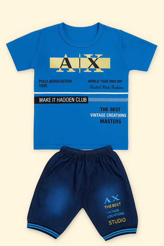 AX-Inspired Stylish Blue Summer Set for Boys