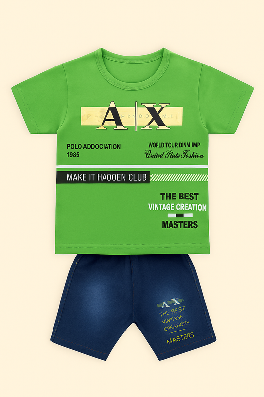 AX-Inspired Stylish Green Summer Set for Boys