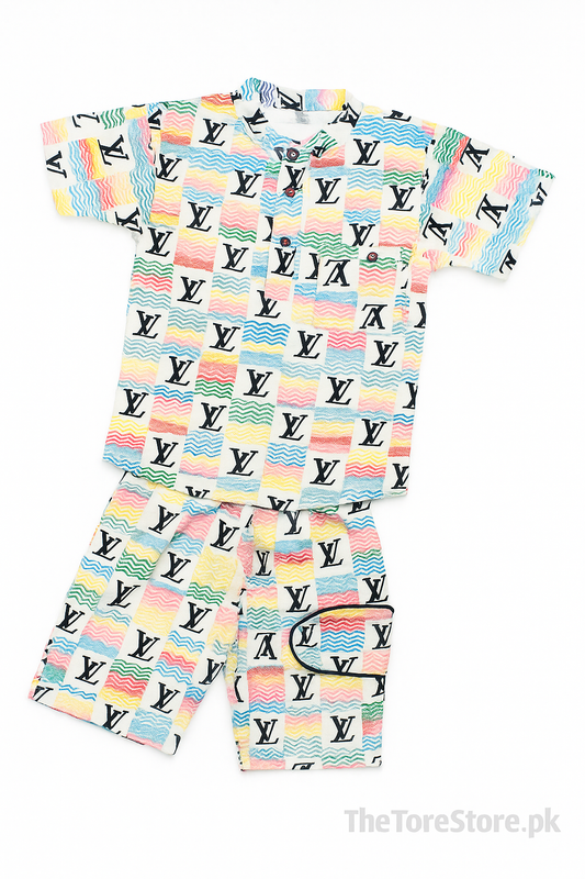 Boys’ Multicolor Printed T-Shirt & Shorts Set