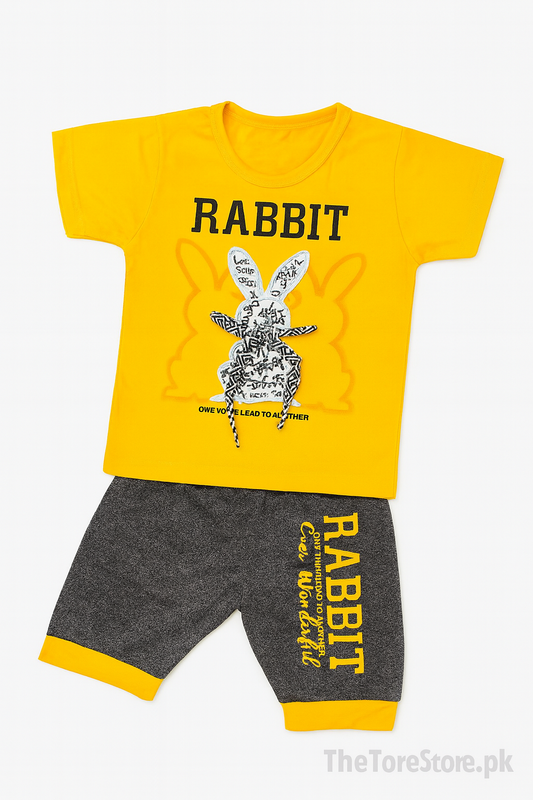 Boys’ Yellow Rabbit T-Shirt & Shorts Set