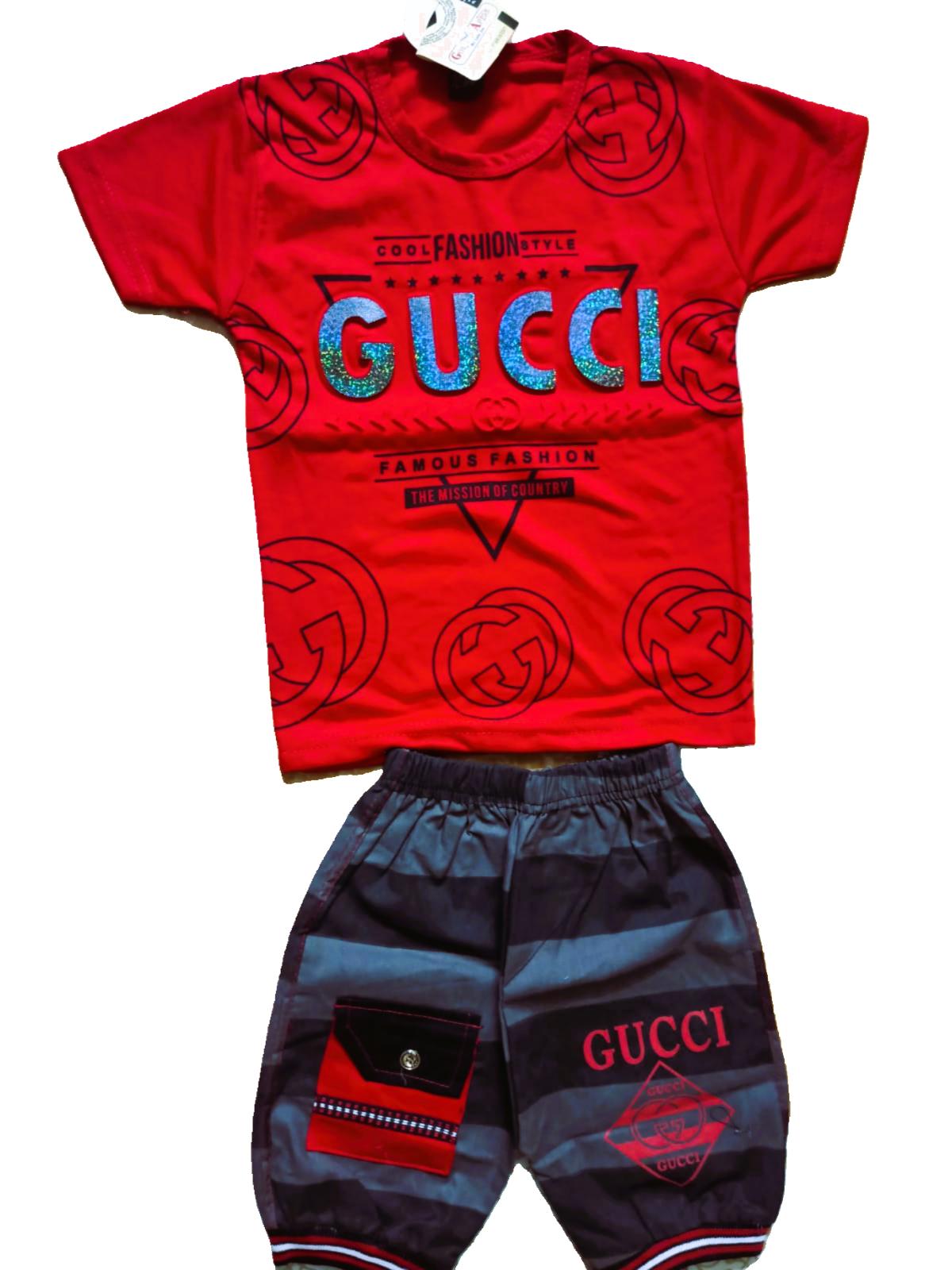 Gucci-Inspired Premium Boy’s Summer Set (Red & Black)